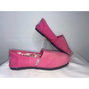 TOMS Women’s Pink Canvas Slip-On Loafers Flats Size 5.5 Casual Comfort Shoes (R)